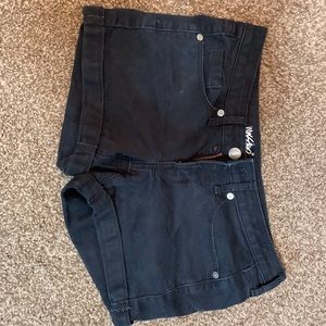 Black denim shorts